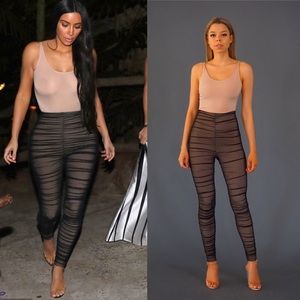 Kim Kardashian inspired blush ruched jumpsuit